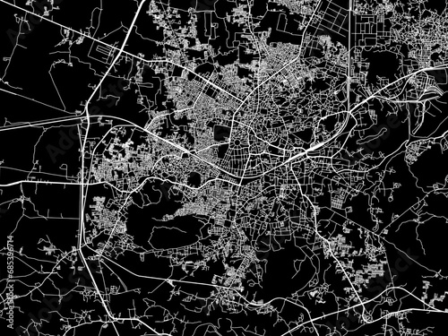 Vector road map of the city of Jabalpur in the Republic of India with white roads on a black background. photo