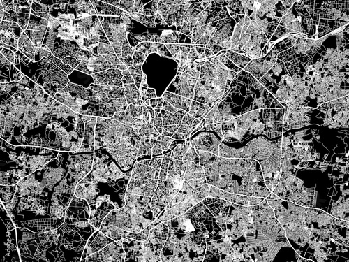 Vector road map of the city of Hyderabad in the Republic of India with white roads on a black background.