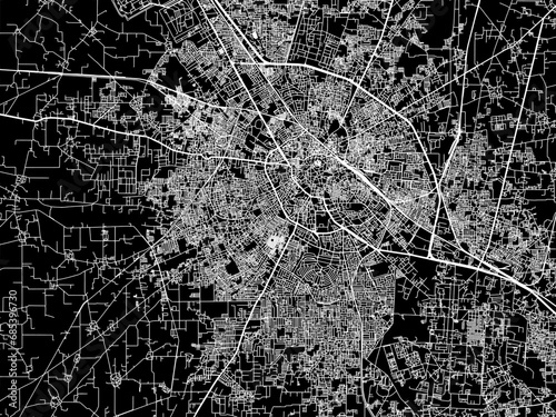 Vector road map of the city of Jalandhar in the Republic of India with white roads on a black background. photo