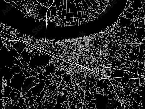 Vector road map of the city of Mirzapur in the Republic of India with white roads on a black background. photo