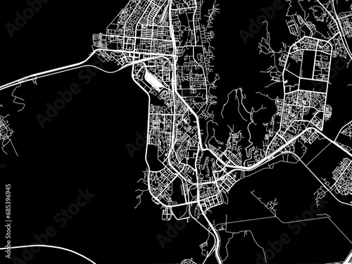 Vector road map of the city of Navi Mumbai in the Republic of India with white roads on a black background. photo