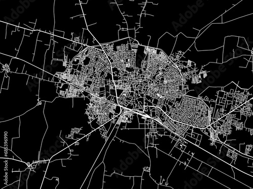 Vector road map of the city of Parbhani in the Republic of India with white roads on a black background. photo