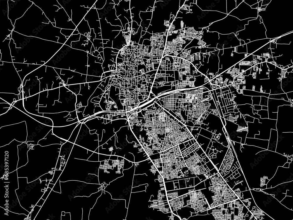 Vector road map of the city of Ujjain in the Republic of India with ...