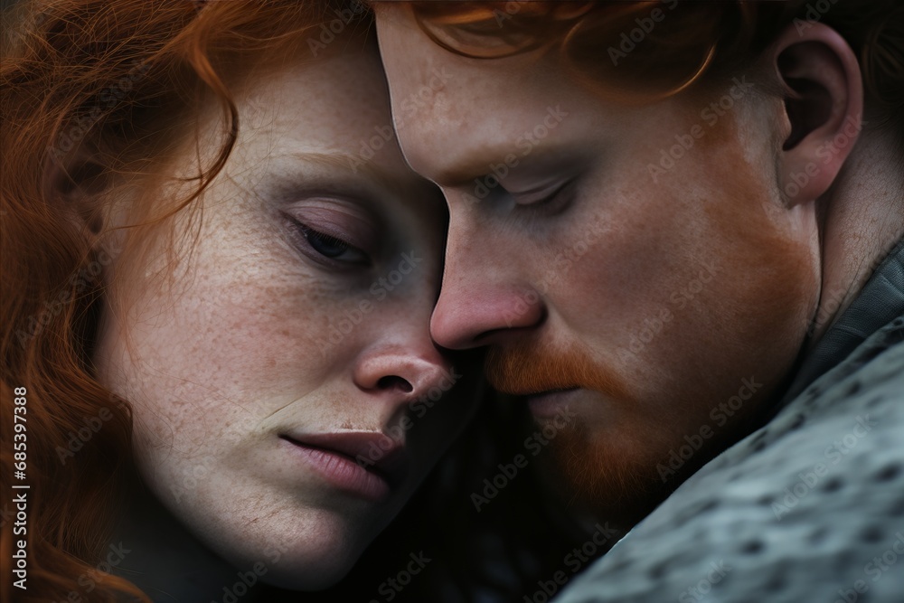 romantic red headed couple hugging. love concept, St. Valentine Day romantic red headed couple hugging. love concept, St. Valentine Day