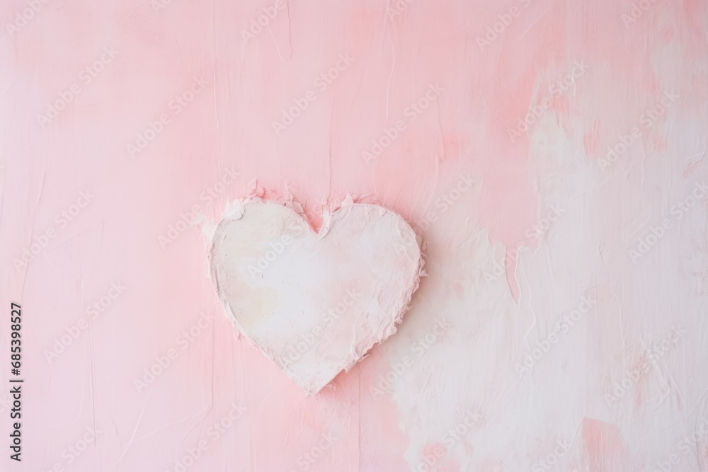 background wall painted pink, plaster heart shape