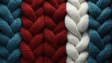 A striking knit pattern in bold red and white, ideal for festive marketing campaigns that highlight traditional holiday apparel or cozy home decorations, gift cards