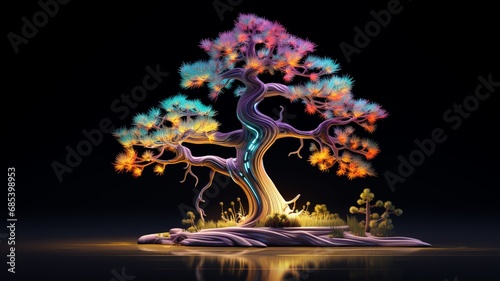 Eastern White Pine strobus neon illustration AI Generated image photo