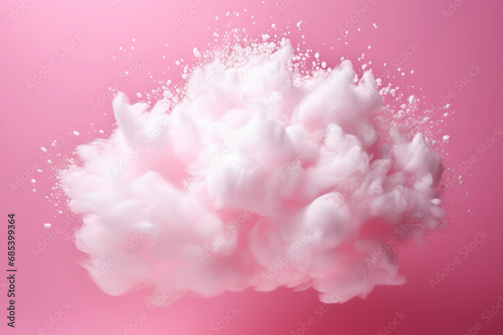 White cloud on a pink background with space for text or inscriptions.generative ai
