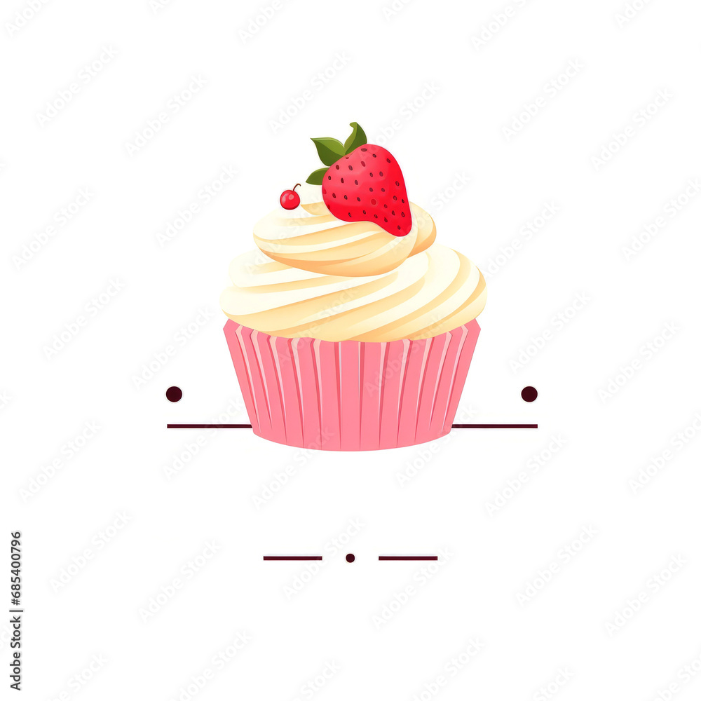 simple vector graphics logo of a cake for any company or a muffin with yellow cream and a cherry on top witch tex space on the white background.generative ai simple vector graphics logo of a cake for any company or a muffin with yellow cream and a cherry on top witch tex space on the white background.generative ai