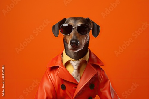 confident cool dog dressed as a spy