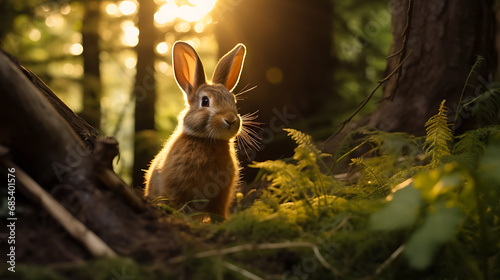 a rabbit in the forest during the sunset © Alin