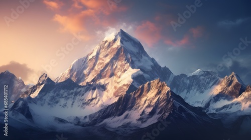Majestic mountain peaks with snow-capped summits © Ziyan Yang
