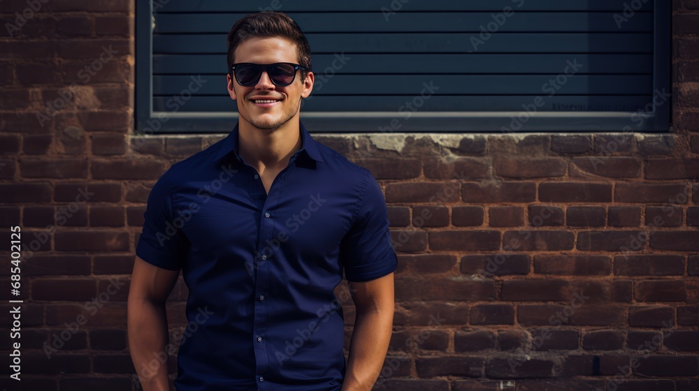  Casual business portrait in front of a brick wall 