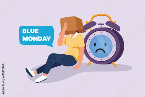 Blue Monday concept. Colored flat vector illustration isolated.