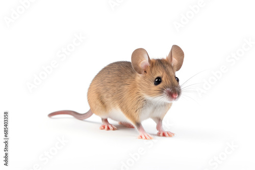 Little mouse isolated on white background, close up view.generative ai © Ivan