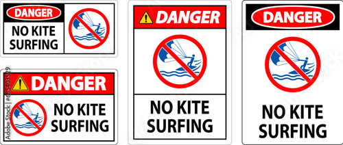 Water Safety Sign Danger, No Kite Surfing