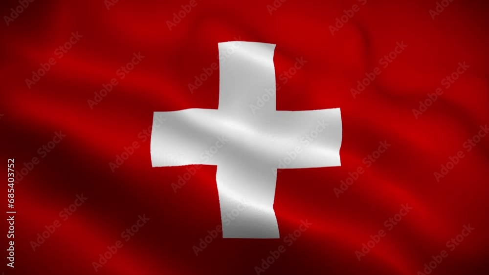 Switzerland flag waving animation, perfect loop, official colors, 4K video Switzerland flag waving animation, perfect loop, official colors, 4K video