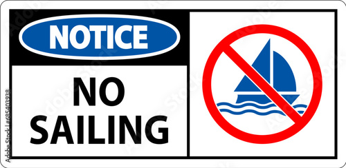 Water Safety Sign Attention, No Sailing