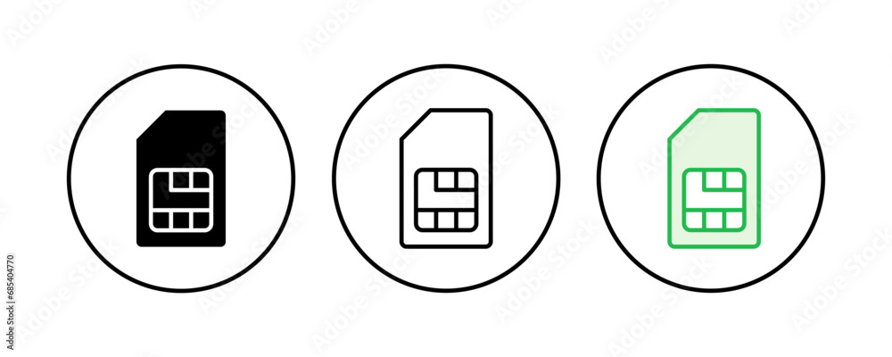 Sim card icon set. dual sim card icon vector Sim card icon set. dual sim card icon vector