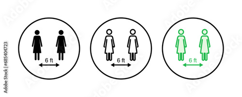 Social distancing icon set. social distance icon. self quarantine sign