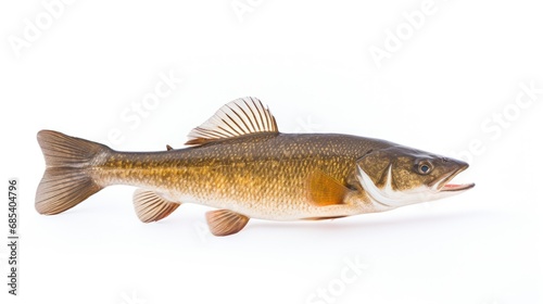 Pike perch river fish on white background 