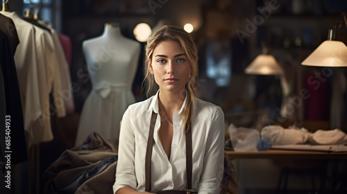 Portrait of young fashion designer sitting 