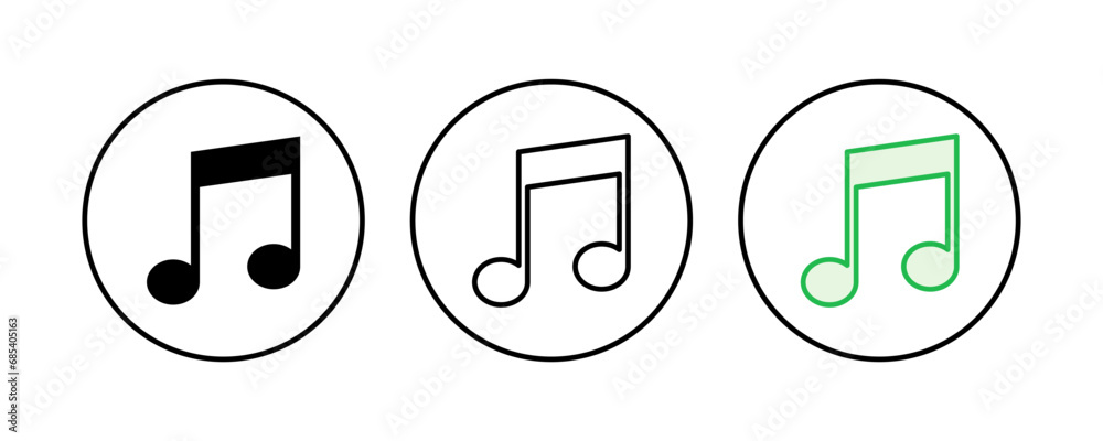 Music icon set. note music icon vector Music icon set. note music icon vector