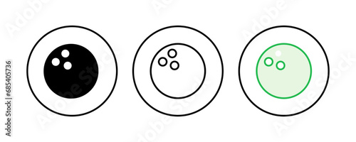 Bowling icon set. bowling ball and pin icon. bowling pins