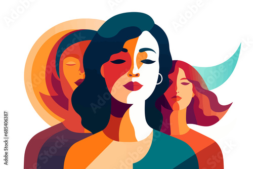 abstract portrait of woman isolated vector style with transparent background illustration