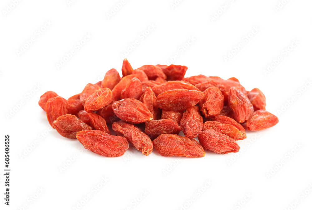 Heap of red dried goji berries on white background Heap of red dried goji berries on white background