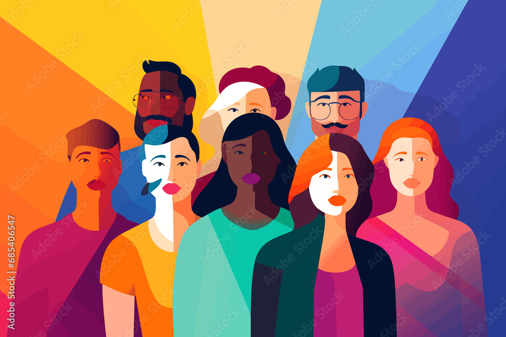 inclusive group of people isolated vector style with transparent background illustration
