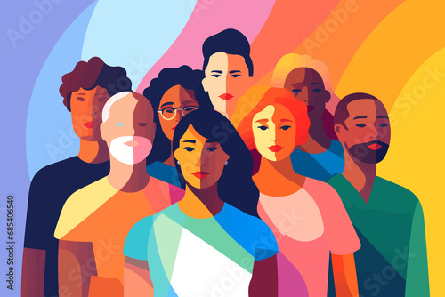 inclusive group of people isolated vector style with transparent background illustration