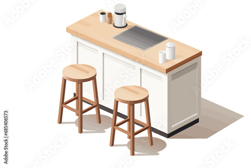 Kitchen Island and Bar Stools isolated vector style with transparent background illustration © Zaharia Levy