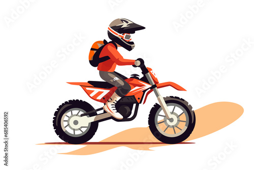 kid riding Motor bike isolated vector style with transparent background illustration