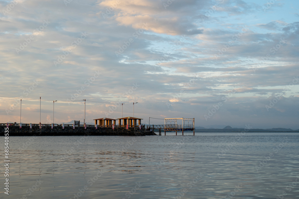 Quiet Moment at the Port of La Union in Salvador with Dramatic Sky at Sunset