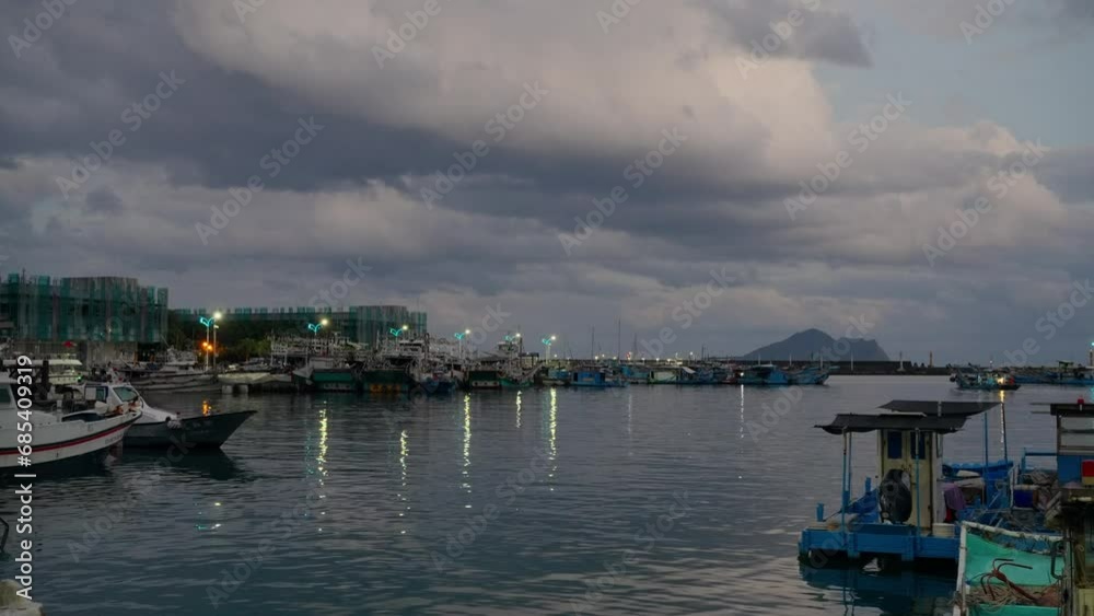 Yilan Wushi Fishing Harbor port in Taiwan in the evening Yilan Wushi Fishing Harbor port in Taiwan in the evening