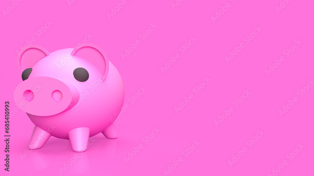 The pink piggy bank for earn or saving concept 3d rendering..