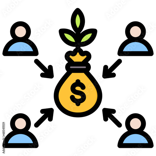 Mutual Funds Outline Color Icon