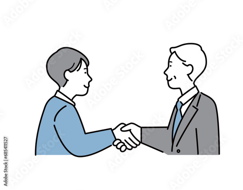 握手をするビジネスパーソンのイラスト素材　交渉成立