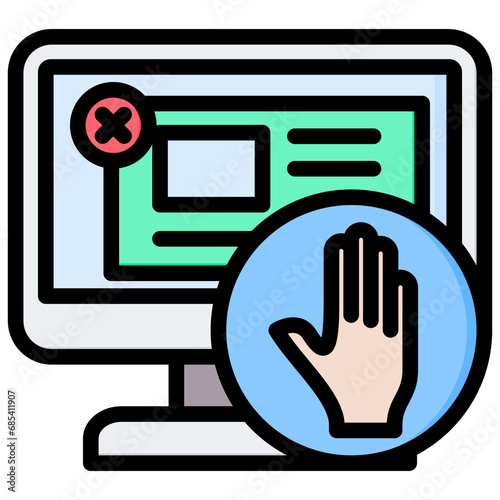 Ad Blocker Outline Color Icon