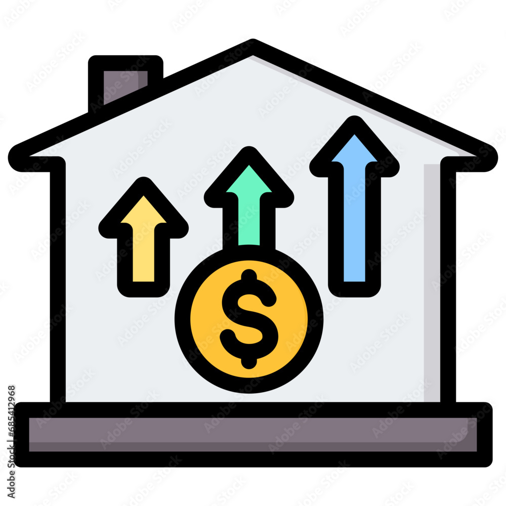 Capital Gain Outline Color Icon