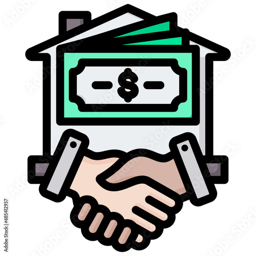 Down Payment Outline Color Icon