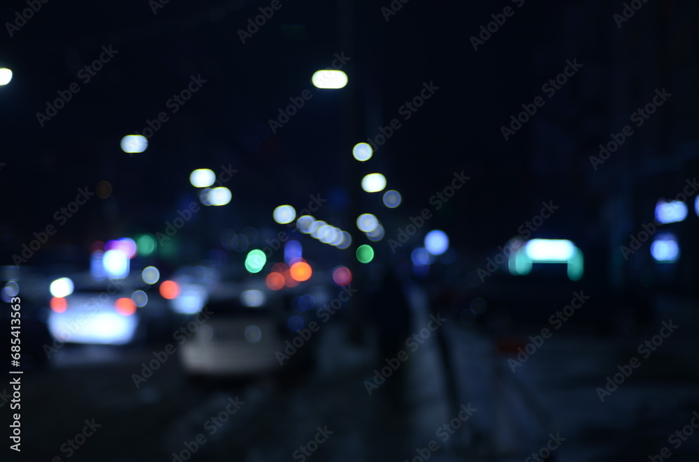 Blurred view of night city street Blurred view of night city street