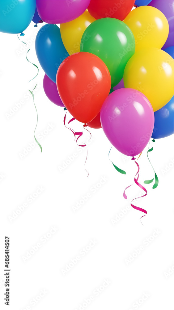 balloons isolated on white, birthday background with copy space balloons isolated on white, birthday background with copy space
