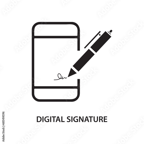 Digital Signature icon, Creative digital signature icon for web design, flat trendy style illustrationn on white background..eps photo