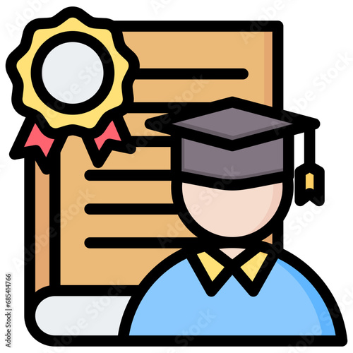 Phd Degree Outline Color Icon