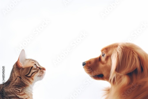 Sniffing Buddies. Cat and Dog's Friendly Face-to-Face