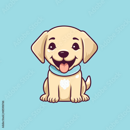 Happy Labrador puppy dog  plain background  cartoon 