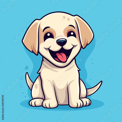 Happy Labrador puppy dog  plain background  cartoon 