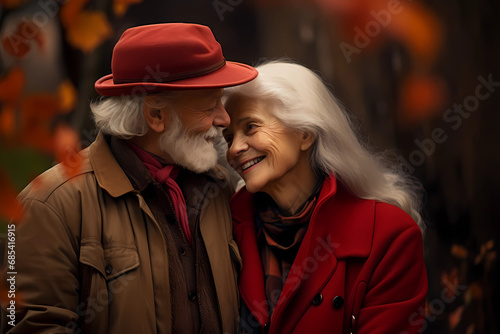 Senior couple embracing in autumn
